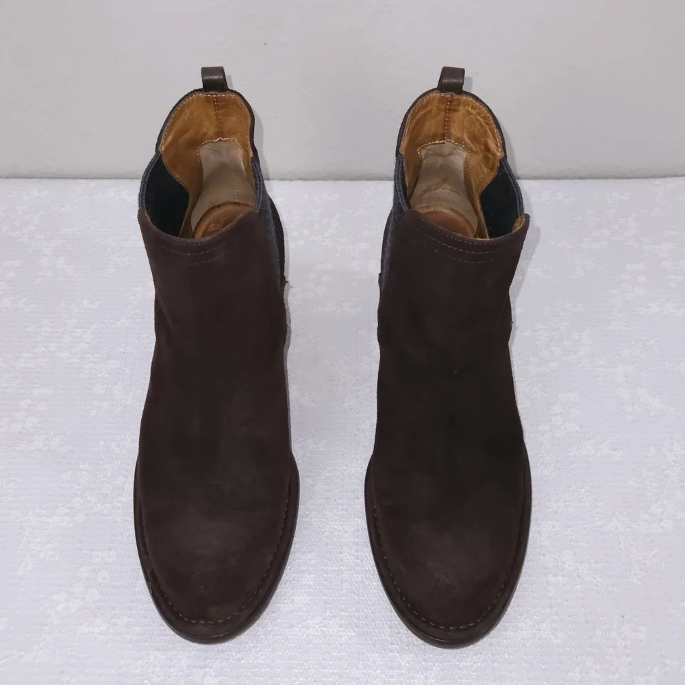 Alberto Fermani Chelsea Boots EU 40.5 Brown Pull-On Heeled Ankle Booties ITALY
